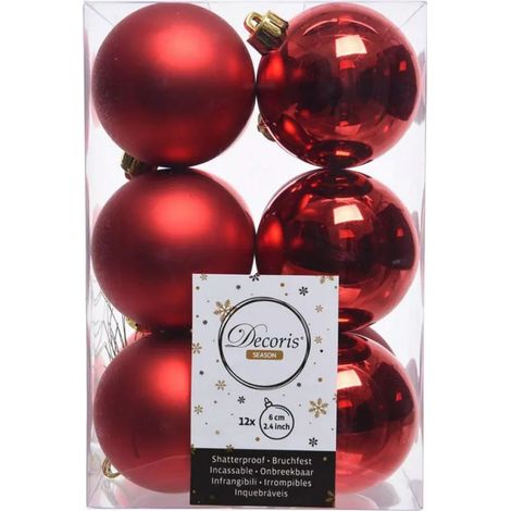 Decoris box 12 sfere rosso 60 021832 (1/4)