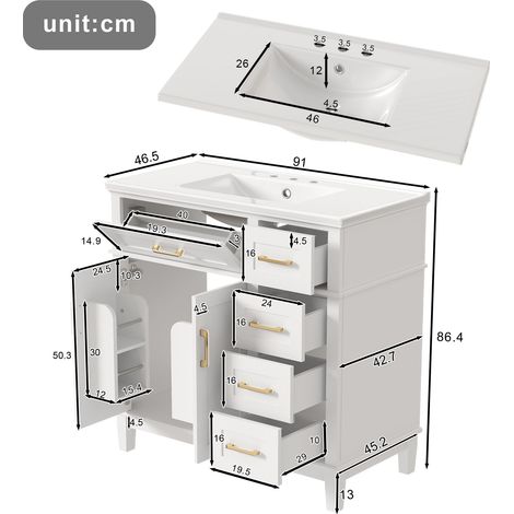 Möbelstück aus MDF in Weiß 90 x 46 x 87 cm HOMAIRE (1/5)