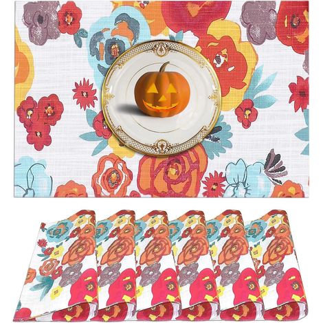 lot De 6 Sets De Table Coton - 33 X 48,3 Cm - Sets De Table Modernes Pour Dcoration De Table Manger, Cuisine Et Linge De Table - Tapis De Caf Po (1/5)