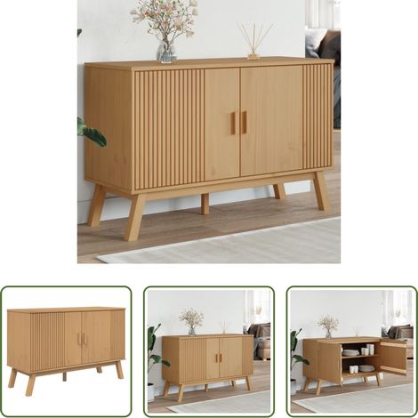 Buffet scandinave - Buffet OLDEN marron 114x43x73,5 cm bois massif de pin (1/5)