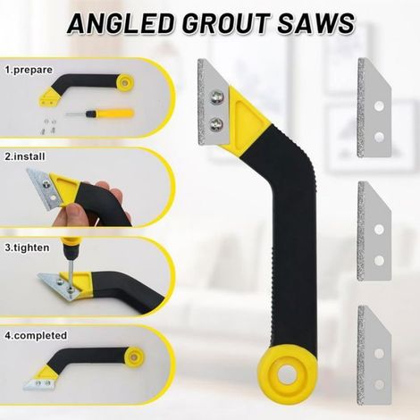 Grattoir Joints Carrelage Kit Outils pour Nettoyer et Rénover les de Carrelage, Racloir, Couteau Dentelé, Lame, avec Gants, (1/4)