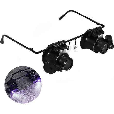 20-fache Doppelaugen-Uhrenreparaturlupe mit LED-Beleuchtung-Black (1/3)