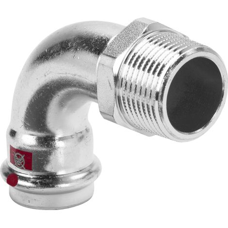 Viega Prestabo gomito di transizione a 90 gradi, d 22mm, R 1/2 acciaio non legato, zincato modello 1114, 704643