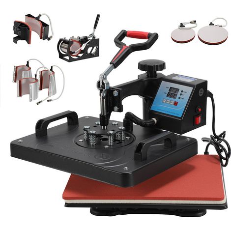Jiubiaz 8 in 1 Pressa di calore 1250 W Multi-Purpose T-shirt Heat Press con LED Digital temperatura e tempo di controllo
