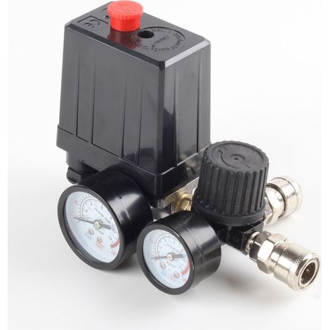 Jauges de régulateur de soupape de commande de pressostat de compresseur d'air 220 V 0-180 psi avec connecteur rapide (220 V) (1/5)