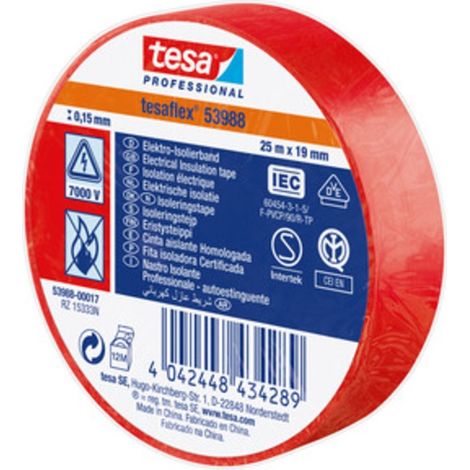 NASTRO ISOLANTE CERTIFICATO ROSSO 25MTX19MM