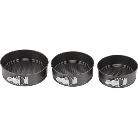 Set aus 3 antihaftbeschichteten Kuchenformen mit herausnehmbarem Boden - Perfekt für Käsekuchen, Pizza und Brot (22, 24, 26 cm) (1/5)
