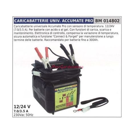 Caricabatterie universale ACCUMATE PRO con sensore di temperatura 12/24V 014802