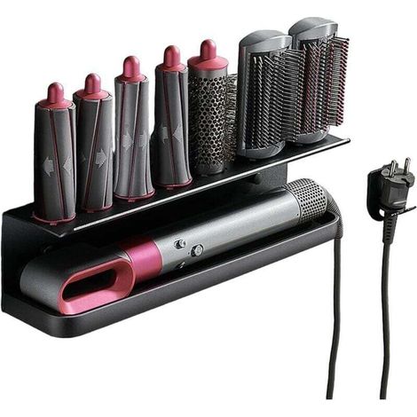 Support de rangement compatible Dyson Airwrap – Noir, fixation adhésive sans perçage ni clou, remplacement pratique et élégant (1/4)