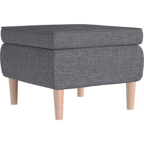 Sgabello con seduta poggiapiedi con gambe in legno e tessuto grigio chiaro DEC026300