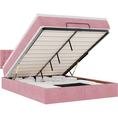 Maison Exclusive - Struttura Letto Pouf con Materasso Rosa 140x190 cm in Velluto