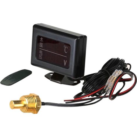 Wassertemperatur-Voltmeter für LKW, 2-in-1-Anzeige, 10/14/16/17/21-mm-Sensor für H-21-mm-Induktionskopf.
