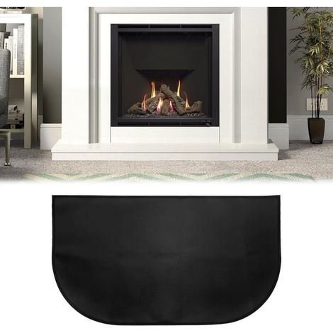Tapis de Cheminée, Tapis De Protection Anti Feu, Tapis Ignifuge Devant De Cheminee, Tapis Anti Feu Devant Cheminee, Demi-Rond pour Cheminée, Poêle, Barbecue, Noir (102x50) (1/5)