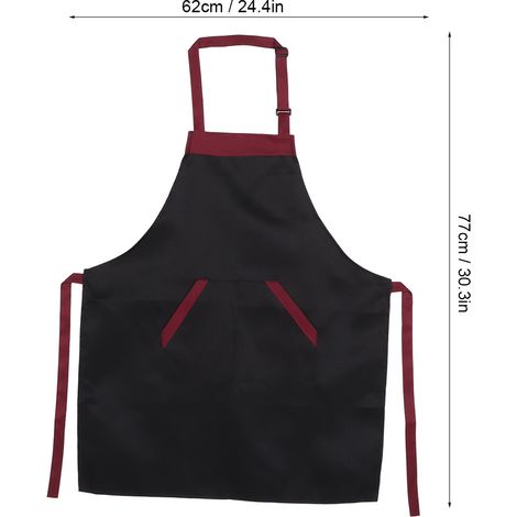 Tablier de cuisine professionnel 77x62cm - Tablier imperméable avec poches pour restaurant/hôtel - Noir (1/5)