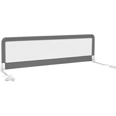COSTWAY Sponda da Letto per Bambini, Sponda di Sicurezza Portatile per Bambini, Protezione del Letto per Bambini in Tessuto a Rete, Rosa/Grigio/Beige/Azzurro (Grigio) (1/5)