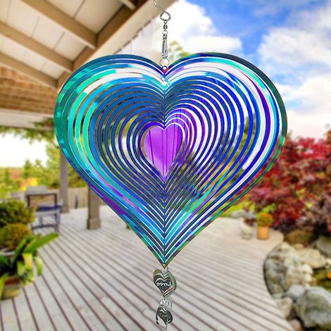 Wind Spinner - Heart-Shaped - Stainless Steel - 20 x 36 cm - Outdoor Indoor Decor - 1 Piece (1/5)