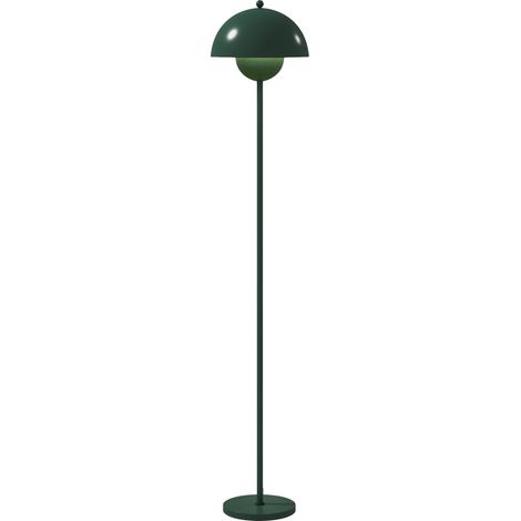 Lampadaire abat-jour rond acier vert interrupteur au pied long câble