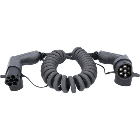 KS Tools efuturo Spiralladekabel Typ 2 auf Typ 2 Stecker, 3 Phasen, bis zu 11 kW, 32 A, 400 V, Mode 3, 5 Meter (1/2)
