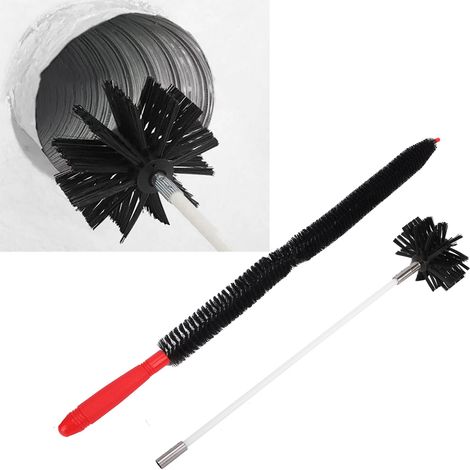 Brosse de cheminée pour perceuse électrique, brosse pour conduit d'aération intérieur de hotte, brosse extensible et flexible pour conduit de sèche-linge, nouveau modèle rouge : tige 4106 + une tête d (1/5)