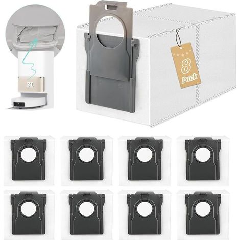 8-Piece Dust Bags for Dreame X40 Ultra/X40 Ultra Complete/L40 Ultra Replacement Dust Bags for Dreame X30 Ultra/X50 Ultra/L50 Pro Ultra/L10s Pro Ultra Heat Vacuum Cleaner Accessories (1/5)