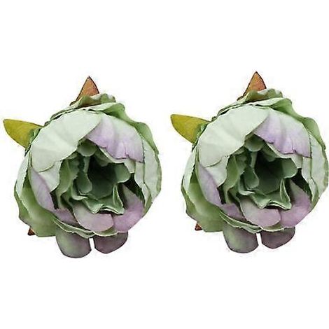 Lot de 2 têtes de pivoines artificielles pour mariage, loisirs créatifs, décoration de bureau.vert (1/5)