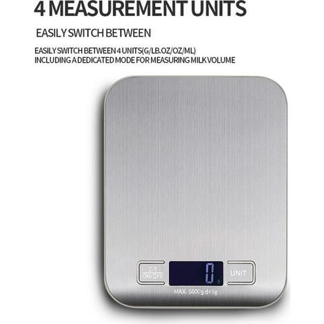 Featuring electronic cooking, 5000g/1g accuracy, a backlit LCD screen and 4 individual units for various food measuring applications. (1/4)