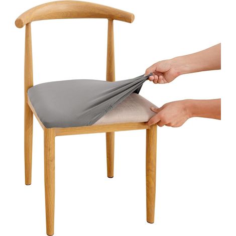 2-Piece Stretch Chair Seat Cover, Removable, Washable, Elastic for a Universal Fit, Decoration for Wedding Bouquets, Hotels, Restaurants to Renew and Revamp Your Chairs (2 PCS, Grey) (1/5)