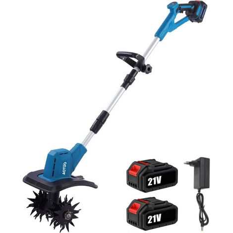 Motobineuse sans fil pour jardin et agriculture, outil électrique multifonction de culture du sol, largeur 23 cm, profondeur 17 cm, vitesse 360 tr/min pour entretien du terrain (1/5)