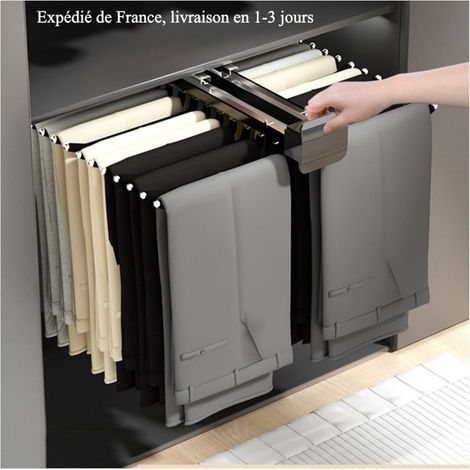 Cintres en Acier Inoxydable pour Pantalons Multifonctionnels - Gain de Place - Noir