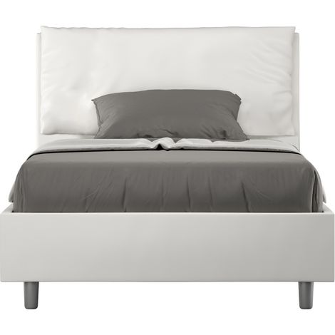 Letto 1 Piazza E Mezzo 120x190 cm Senza Rete Imbottito in Similpelle Antea Large Bianco (1/5)