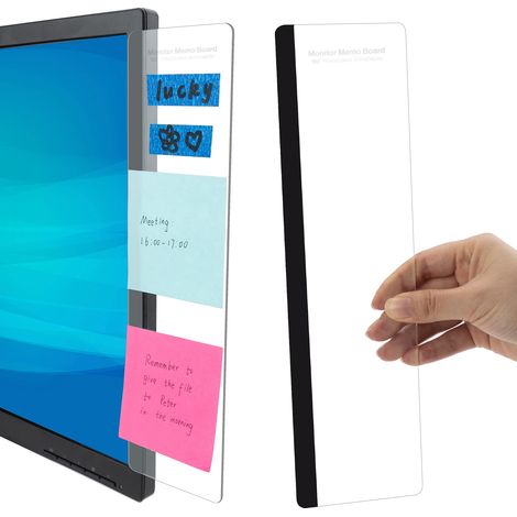 Lot de 2 tableaux d'affichage à placer à côté de l'ordinateur, fixation latérale, avec étiquette, à positionner près de l'écran, à côté du bureau.