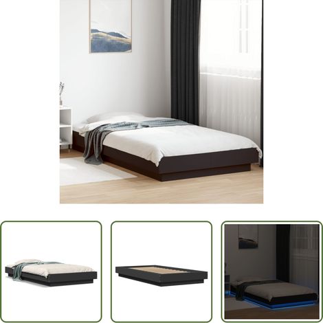 LED-Beleuchtung - Bettgestell mit LED Schwarz 100x200 cm Holzwerkstoff (1/5)