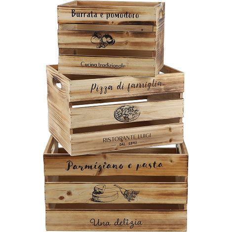 Lot de 3 caisses en bois "Loft & Wood" - Marron - H 22 cm - Livraison gratuite (1/3)