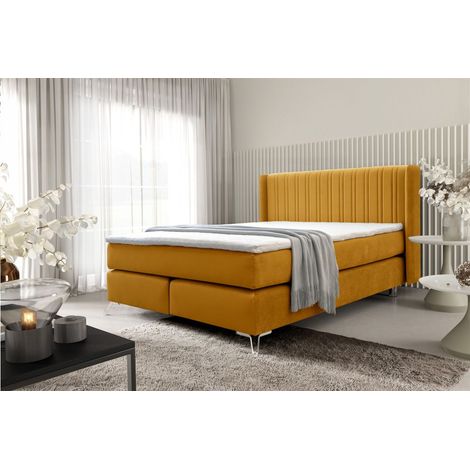 Boxspringbett Schlafzimmerbett AGNUS 180x200cm in Stoff Salvador Honiggelb (1/5)