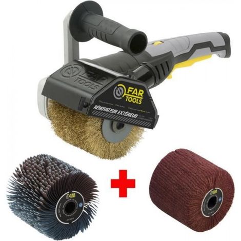 FARTOOLS – Rénovateur REX120C + brosse lanieres abrasives et fibre synthétique – Pour bois et métal - Surfaces planes ou (1/5)