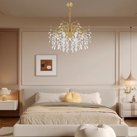 Kronleuchter Kristall Deckenleuchte Deckenlampe Lüster Pendelleuchte Gold DE