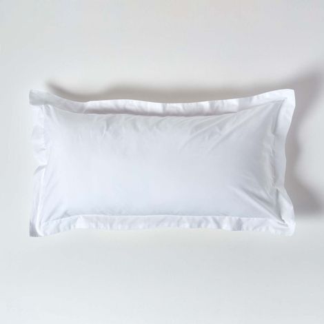 HOMESCAPES Taie d'Oreiller rectangulaire coton égyptien Blanc 200 fils - 50x90cm (1/4)