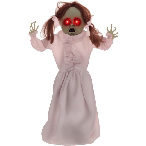 Poupée d'horreur Halloween décor animée sons et toucher, yeux rouges, 76 cm (1/5)