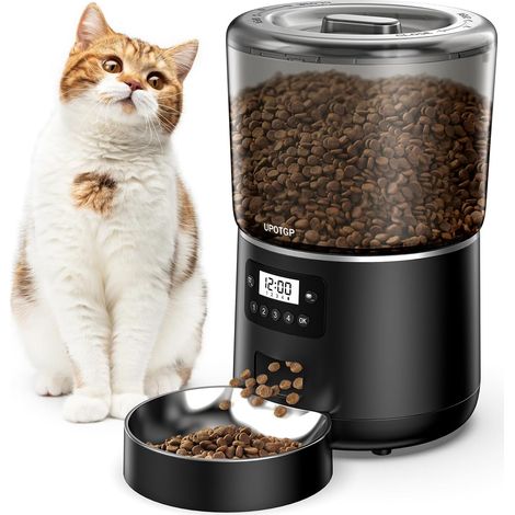 Distributeur automatique de croquettes pour chat et chien, gamelle intelligente de 4L, nourrisseur programmable de 1 à 4 repas/jour, 1 à 9 portions, bol inclus, idéal petit et gros animaux. (1/5)