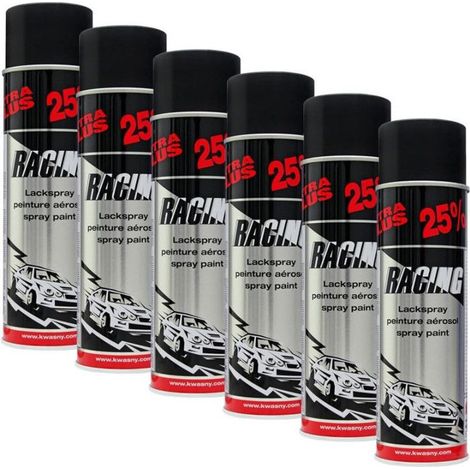 6 bombes de peinture - Carrosserie voiture - Racing - Noir mat - 500ml (1/2)