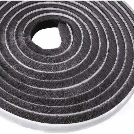 Bande de Brosse Adhésive de 10m - Coupe-Vent et Anti-Poussière pour Fenêtres et Portes Mobiles (9mm x 9mm, Noir) (1/5)