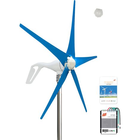Générateur d'éolienne, puissance de 400W, production d'énergie efficace, Bleu 5 lames, 400W, 24V (1/2)