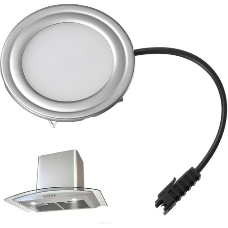 1 PCS Ampoule LED Hotte, Éclairage Cuisine Encastrable 12V DC, Spot de Rechange Acier Inoxydable 6500K Blanc Froid, Luminaire Rond pour Hotte Aspirante, Plan de Travail et Meuble de Cuisine (1/5)