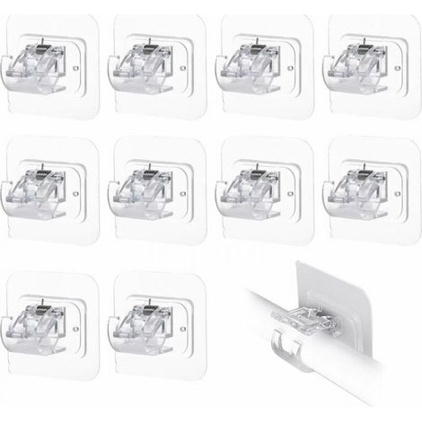 10 Pack Curtain Rod Brackets No Drilling Self Adhesive Rod Holder Transparent,Transparent (1/5)