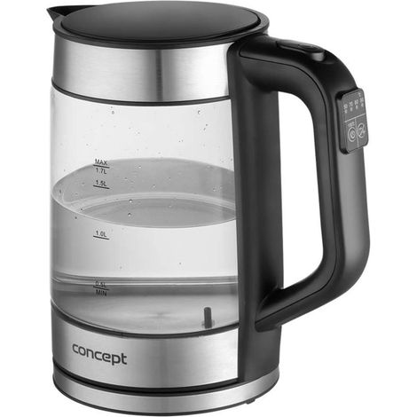 Concept - Wasserkocher, Volumen 1,7 l, mit Temperaturregelung, 2200 W, schwarz/Edelstahl rk4067