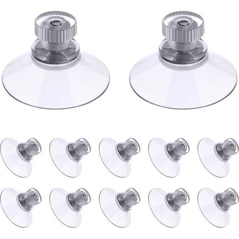12 ventouses avec filetage et écrou moleté, ventouses en PVC Ø 30 mm, ventouses transparentes sans perçage, ventouse extra forte pour fenêtres, voitures, etc. (1/5)