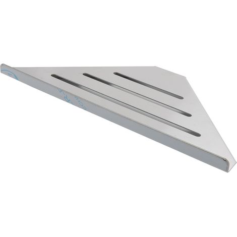Dreieckiges Regal aus gebürstetem Edelstahl für das Badezimmer, zur Wandmontage, einstufig, perforiertes Design. (1/5)