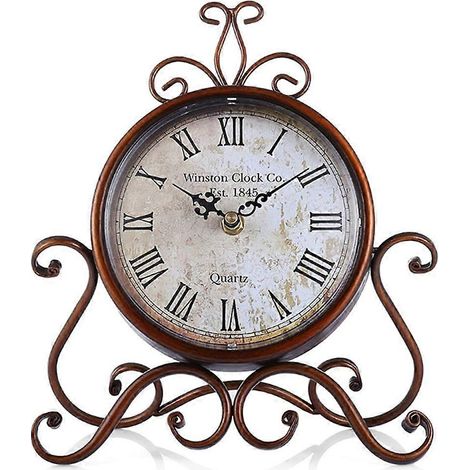 Vintage-Tischuhr, antike Kaminuhr, geräuschlose, batteriebetriebene Retro-Uhr, kleine Schreibtischuhr für Zuhause (1/5)