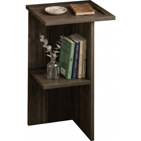 Nachttisch Roaschia, ein Regal, Regalfarbe Braun, Gestellfarbe Nuss, 36x36x60h cm Braun Nuss