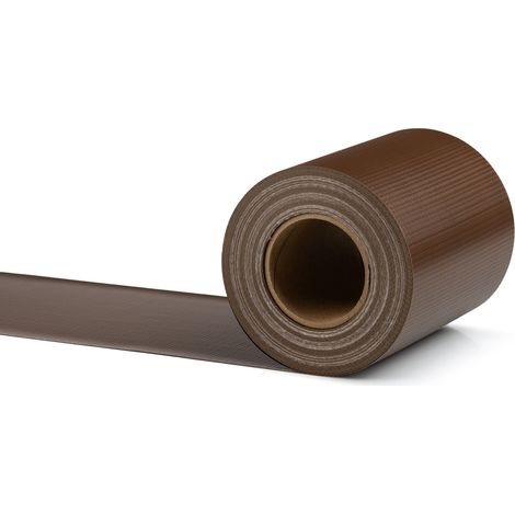 Electronicx PVC Sichtschutzstreifen Sichtschutzrolle Braun RAL 8014 Doppelstabmatten 35m x 19cm 450g/m² inkl. 20 Befestigungsclips